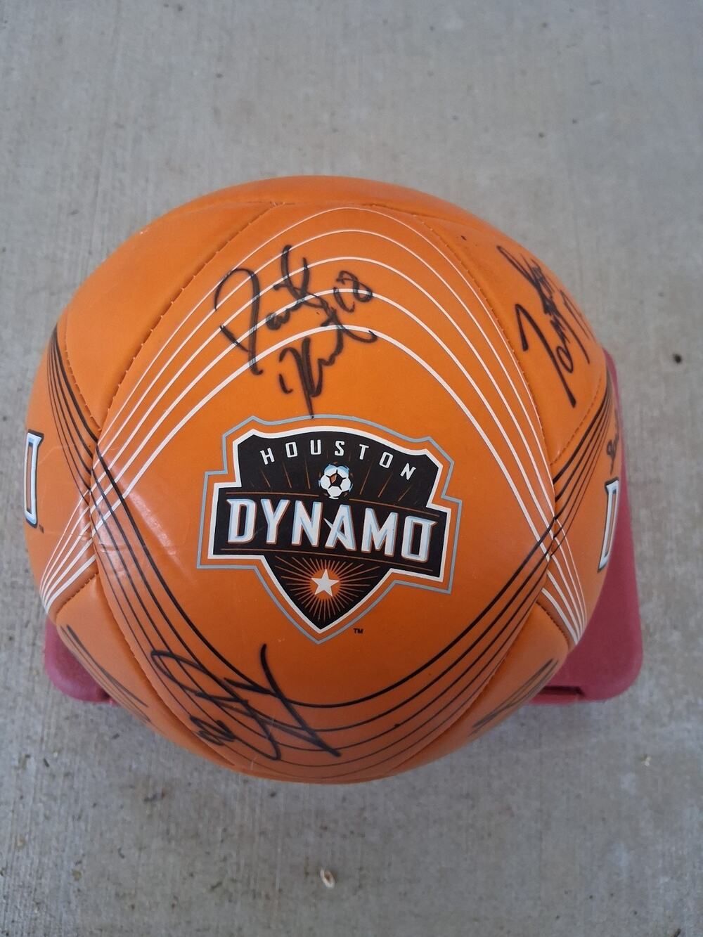 Houston Dynamo Autographed Soccer Ball Size 5 Team Signed Orange Adidas MLS